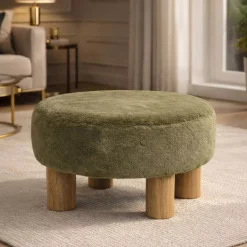 Pouf in pelliccia sintetica (H32 cm) Kovra Verde
