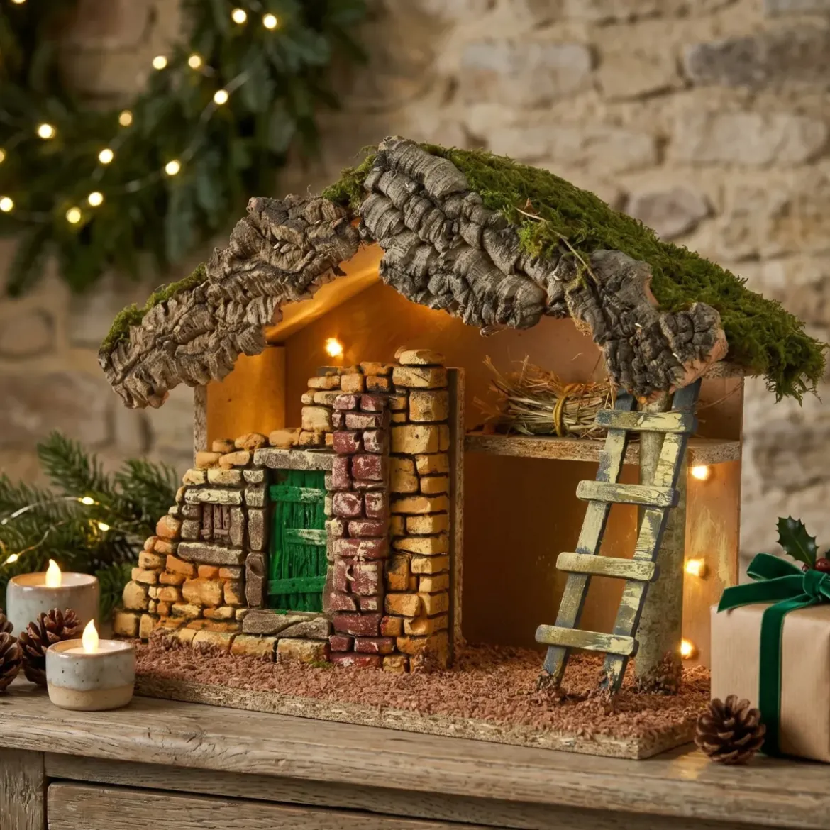 Presepe di Natale vuoto e luminoso (Altezza 24 cm) Saint-Clotaire