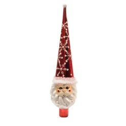 Puntale dell'albero di Natale in vetro Babbo Natale Felice