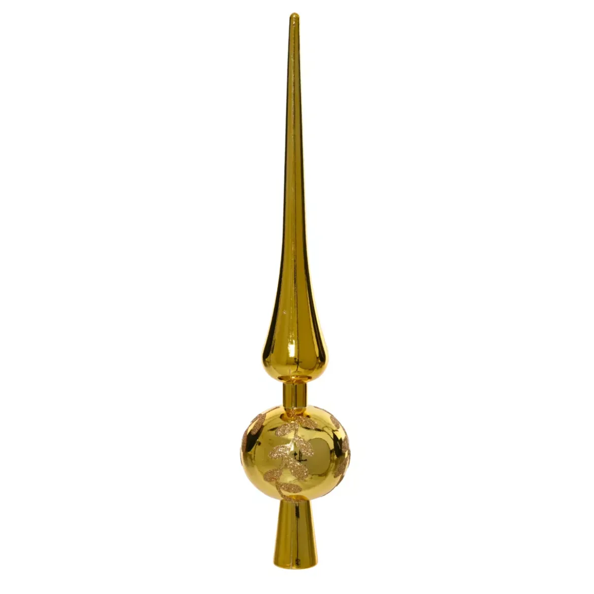 Puntale dell'albero Foglia glitterata Oro chiaro