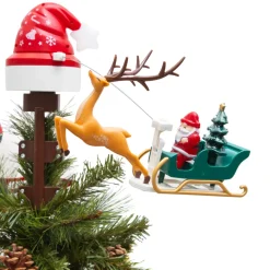 Puntale di albero di Natale rotante e musicale Cappello di Babbo Natale