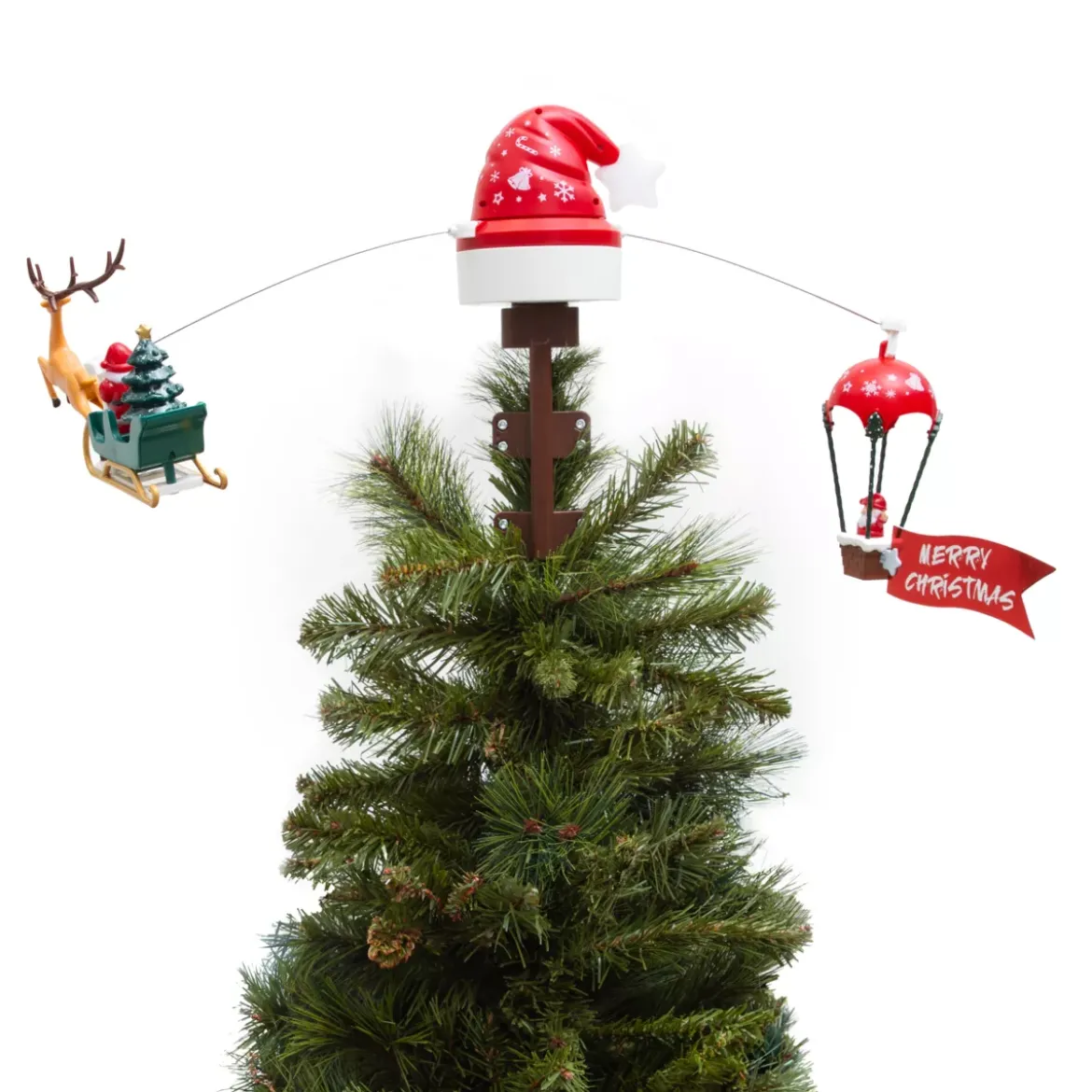 Puntale di albero di Natale rotante e musicale Cappello di Babbo Natale