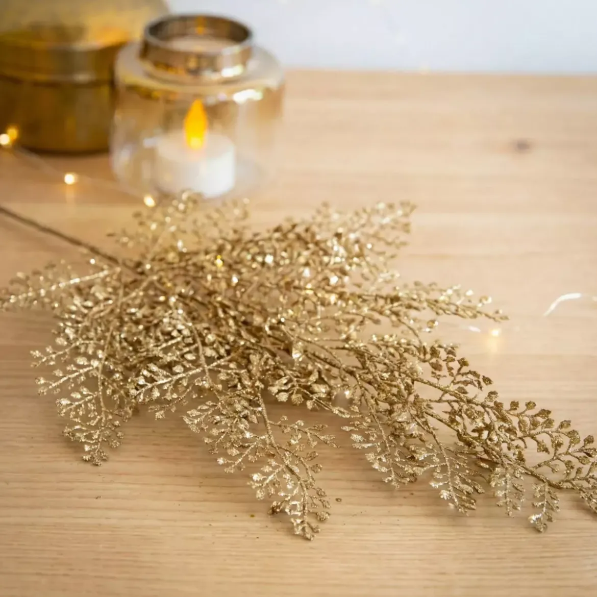 Ramo di foglie (H68 cm) Pioppo glitter Oro