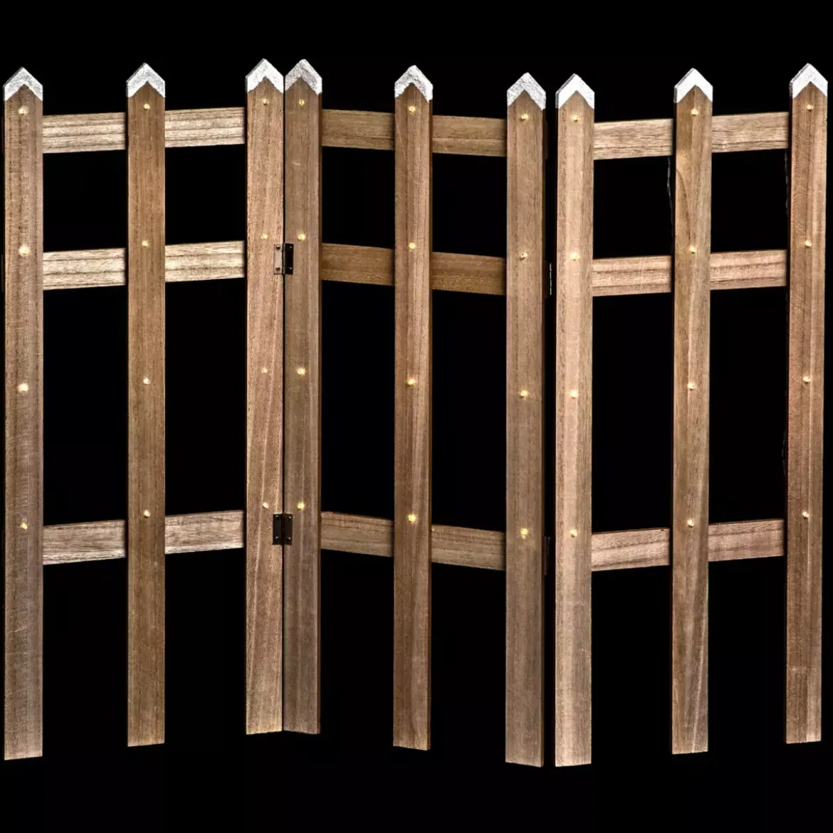 Recinzione in legno con luci Bianco caldo 42 LED