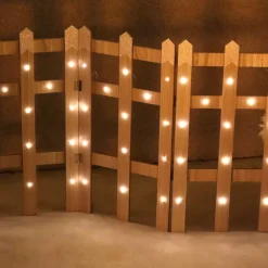 Recinzione in legno con luci Bianco caldo 42 LED