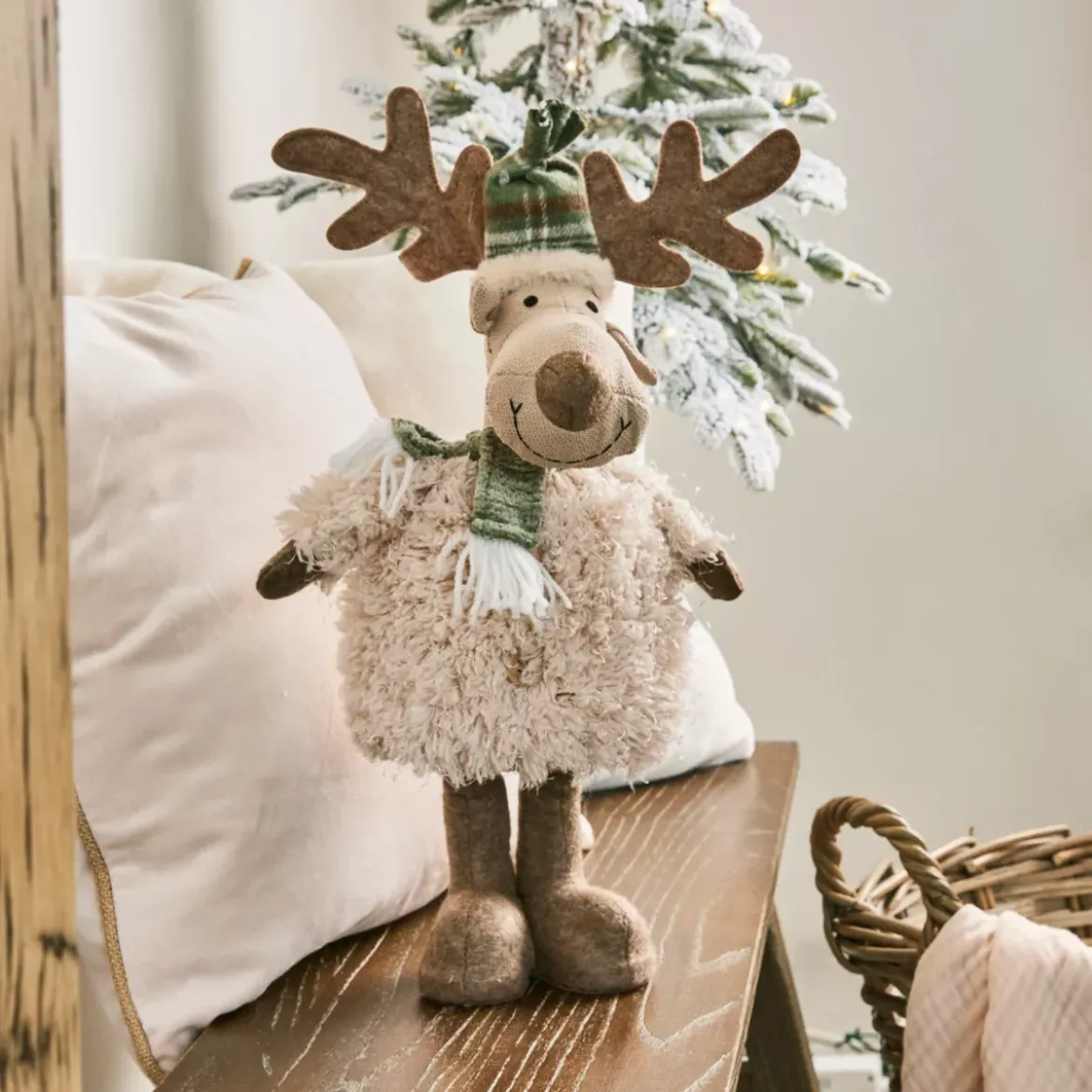 Renna di Natale in piedi (H42 cm) Signor Elegante Beige