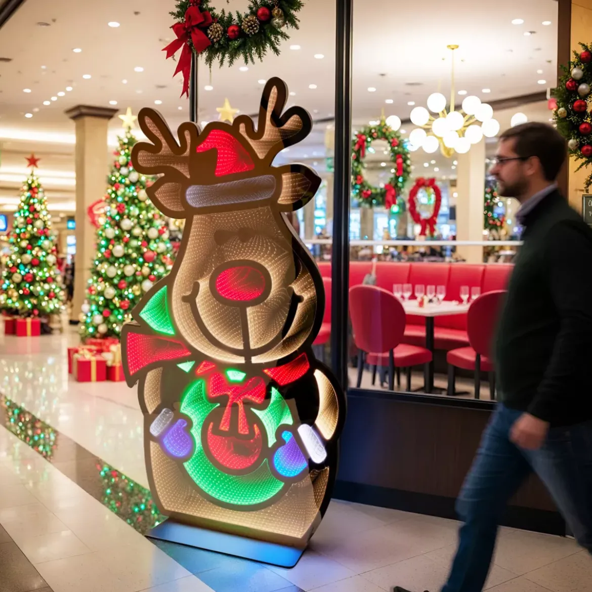 Renna di Natale luminoso Gigante 1257 LED (H180 cm) Infinity Multicolore