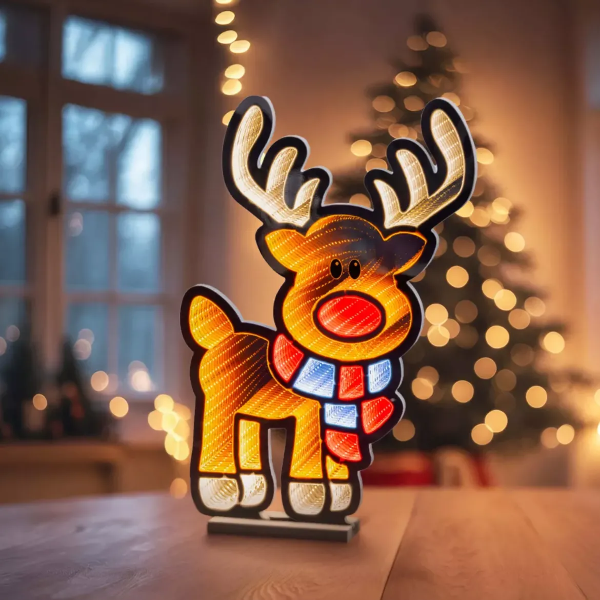 Renna luminosa 324 LED (H60 cm) Infinity Bianco caldo e freddo