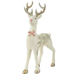 Renna natalizia (H30 cm) Principe del Bosco Bianco e rosa
