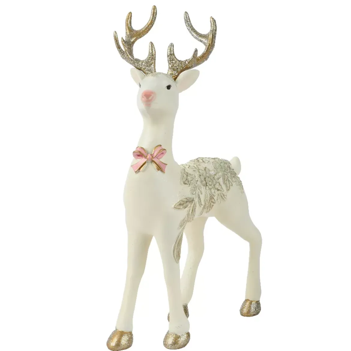 Renna natalizia (H30 cm) Principe del Bosco Bianco e rosa