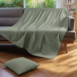Runner letto cotone (130 x 160 cm) Léa Verde rosmarino