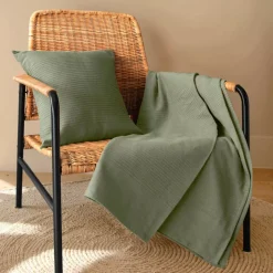 Runner letto cotone (130 x 160 cm) Léa Verde rosmarino