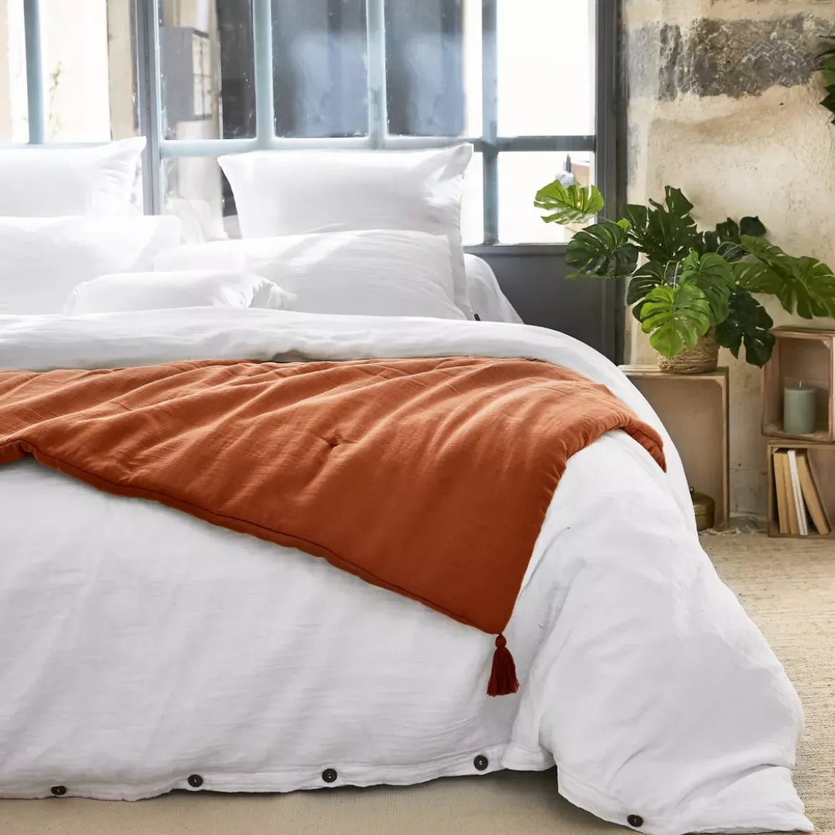 Runner letto garza di cotone (90 x 200 cm) Gaïa Terracotta