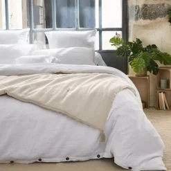 Runner letto garza di cotone (150 x 150 cm) Gaïa Beige pampa