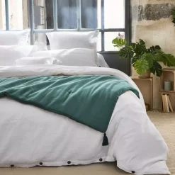 Runner letto garza di cotone (150 x 150 cm) Gaïa Blu anatra
