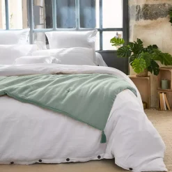 Runner letto in garza di cotone (90 x 200 cm) Gaia Verde eucalipto