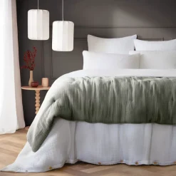 Runner letto quadrupla garza di cotone (90 x 220 cm) Victoria x Gaïa Verde rosmarino