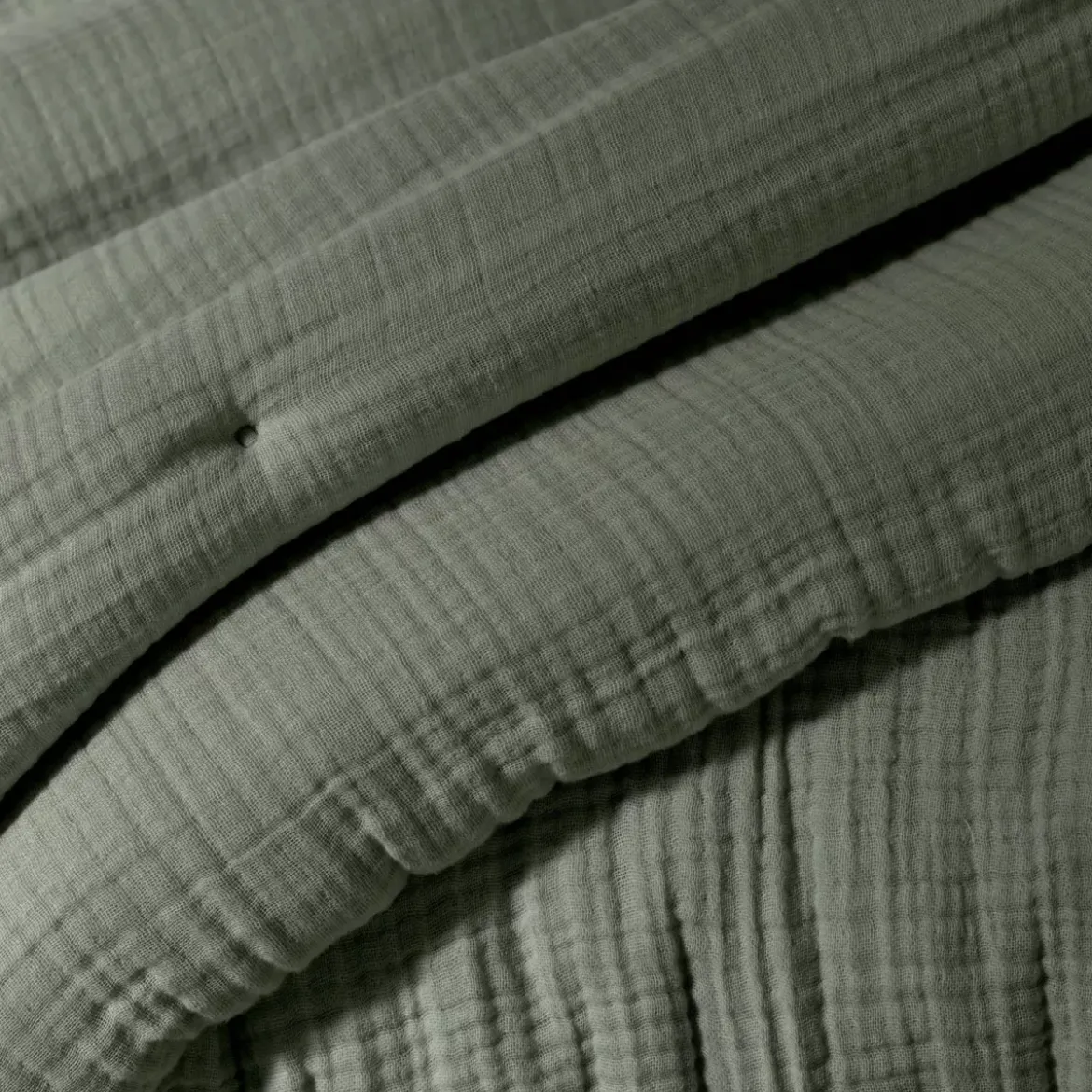 Runner letto quadrupla garza di cotone (90 x 220 cm) Victoria x Gaïa Verde rosmarino