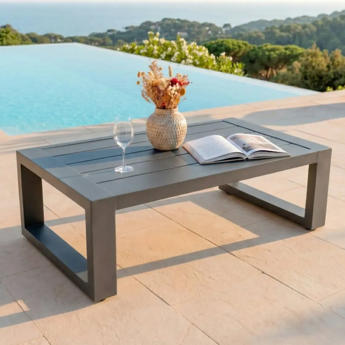 Salotto da giardino 5 posti 4 pezzi Elba grigio antracite