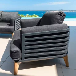 Salotto da giardino alluminio 2 posti 3 pezzi Monte Carlo Grigio antracite