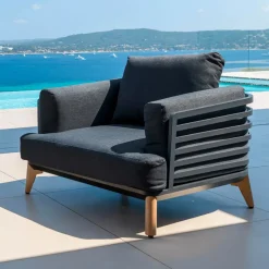 Salotto da giardino alluminio 2 posti 3 pezzi Monte Carlo Grigio antracite