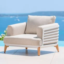 Salotto da giardino alluminio 8 posti 6 pezzi Monte Carlo Bianco e tortora