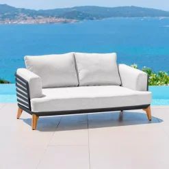 Salotto da giardino alluminio 4 posti 5 pezzi Monte Carlo Grigio antracite e grigio chiaro