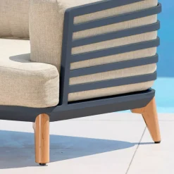 Salotto da giardino alluminio 8 posti 6 pezzi Monte Carlo Grigio antracite e beige