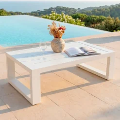 Salotto da giardino alluminio 5 posti 4 pezzi Elba Bianco e beige