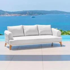 Salotto da giardino alluminio 5 posti 4 pezzi Monte Carlo Bianco e grigio chiaro