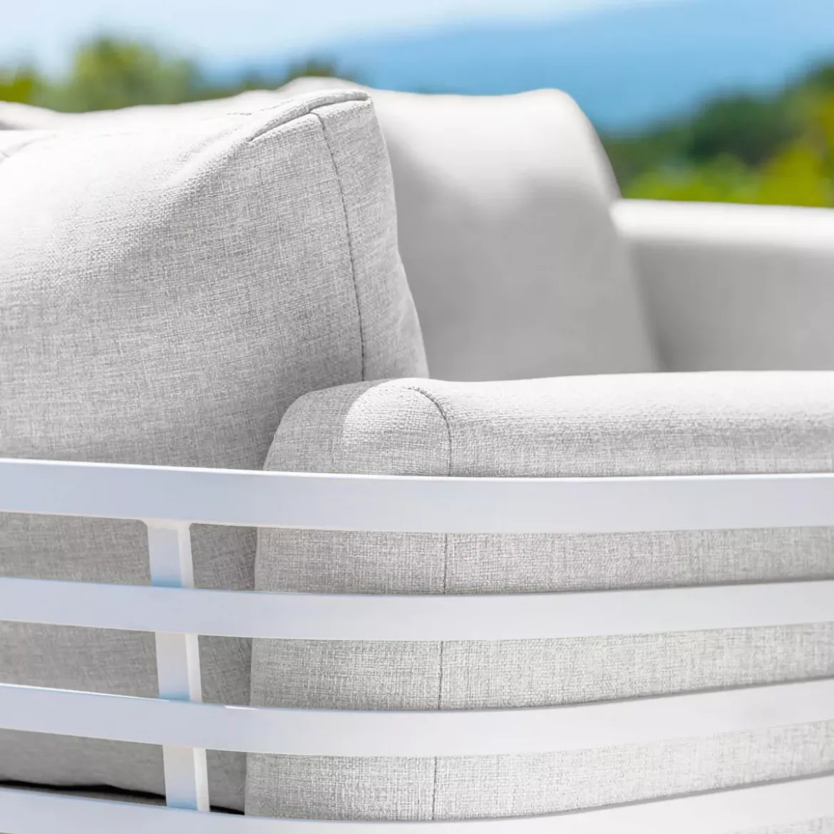 Salotto da giardino alluminio 5 posti 4 pezzi Monte Carlo Bianco e grigio chiaro