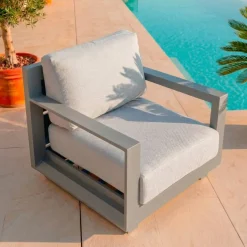 Salotto da giardino alluminio 5 posti 4 pezzi Elba Grigio antracite e grigio chiaro