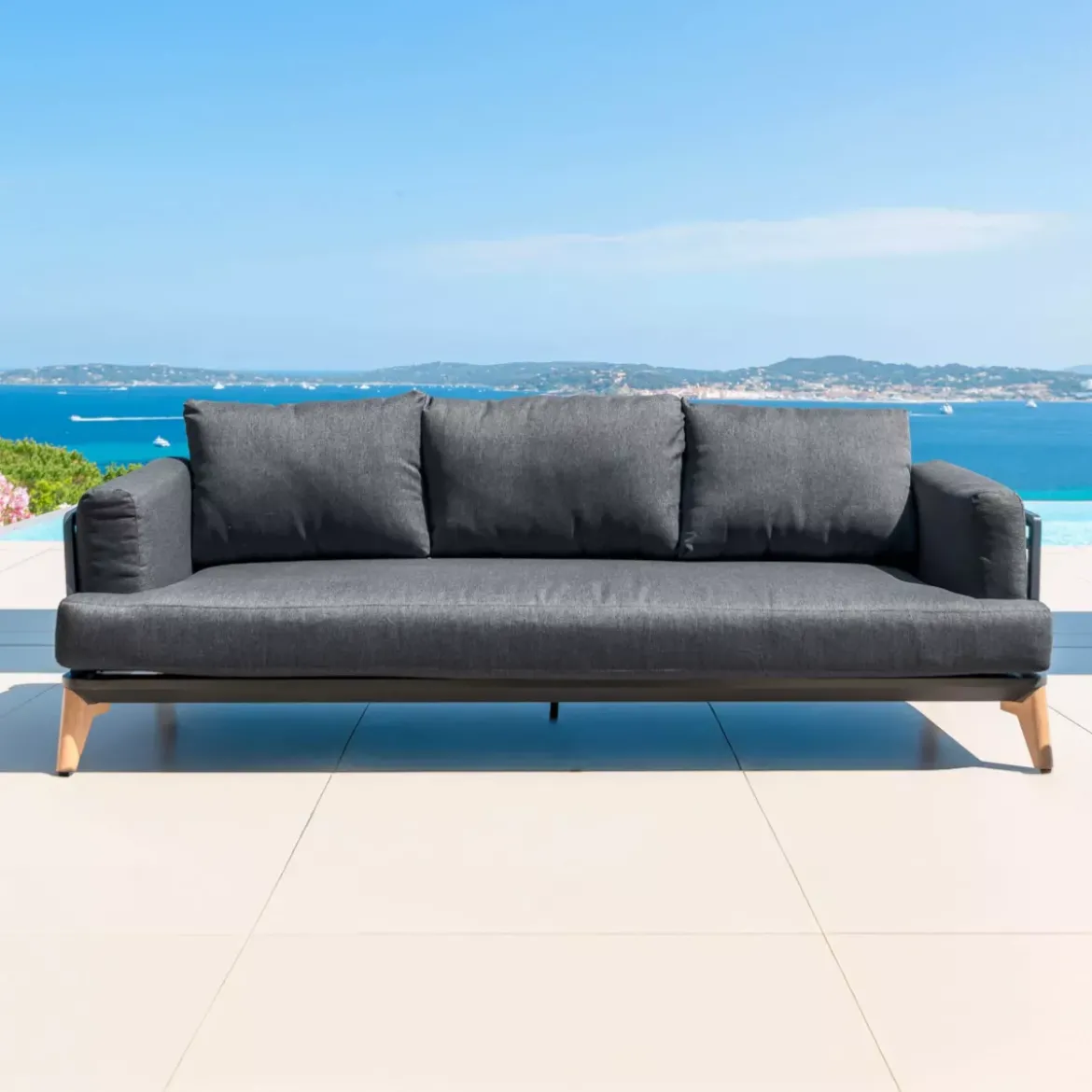 Salotto da giardino alluminio 7 posti 6 pezzi Monte Carlo Grigio antracite
