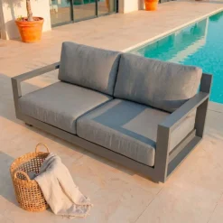 Salotto da giardino alluminio 4 posti 4 pezzi Elba Grigio antracite