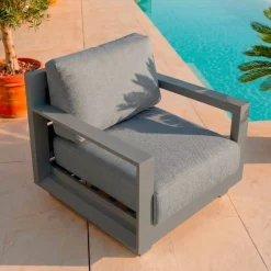 Salotto da giardino alluminio 4 posti 4 pezzi Elba Grigio antracite