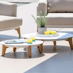 Salotto da giardino alluminio 5 posti 5 pezzi Monte Carlo Bianco e grigio chiaro