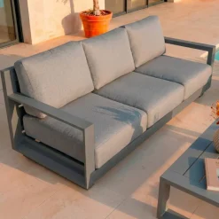 Salotto da giardino alluminio 7 posti 5 pezzi Elba Grigio antracite