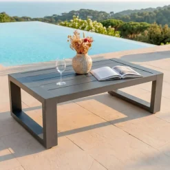 Salotto da giardino alluminio 7 posti 5 pezzi Elba Grigio antracite