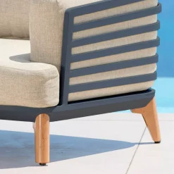Salotto da giardino alluminio 2 posti 3 pezzi Monte Carlo Grigio antracite e beige