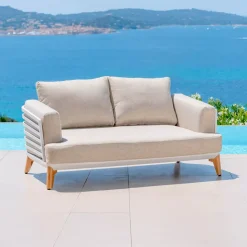 Salotto da giardino alluminio 5 posti 4 pezzi Monte Carlo Bianco e tortora
