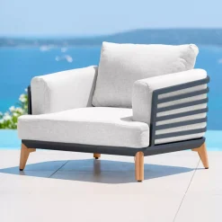 Salotto da giardino alluminio 2 posti 3 pezzi Monte Carlo Grigio antracite e grigio chiaro