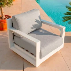 Salotto da giardino alluminio 5 posti 4 pezzi Elba Bianco e grigio chiaro
