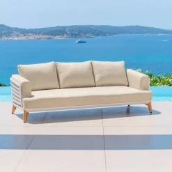 Salotto da giardino alluminio 9 posti 12 pezzi Monte Carlo Bianco e beige