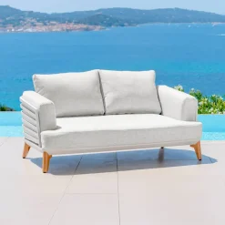Salotto da giardino alluminio 9 posti 12 pezzi Monte Carlo Bianco e grigio chiaro