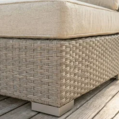 Salotto da giardino angolare in resina intrecciata 5 posti Palma Grigio e beige
