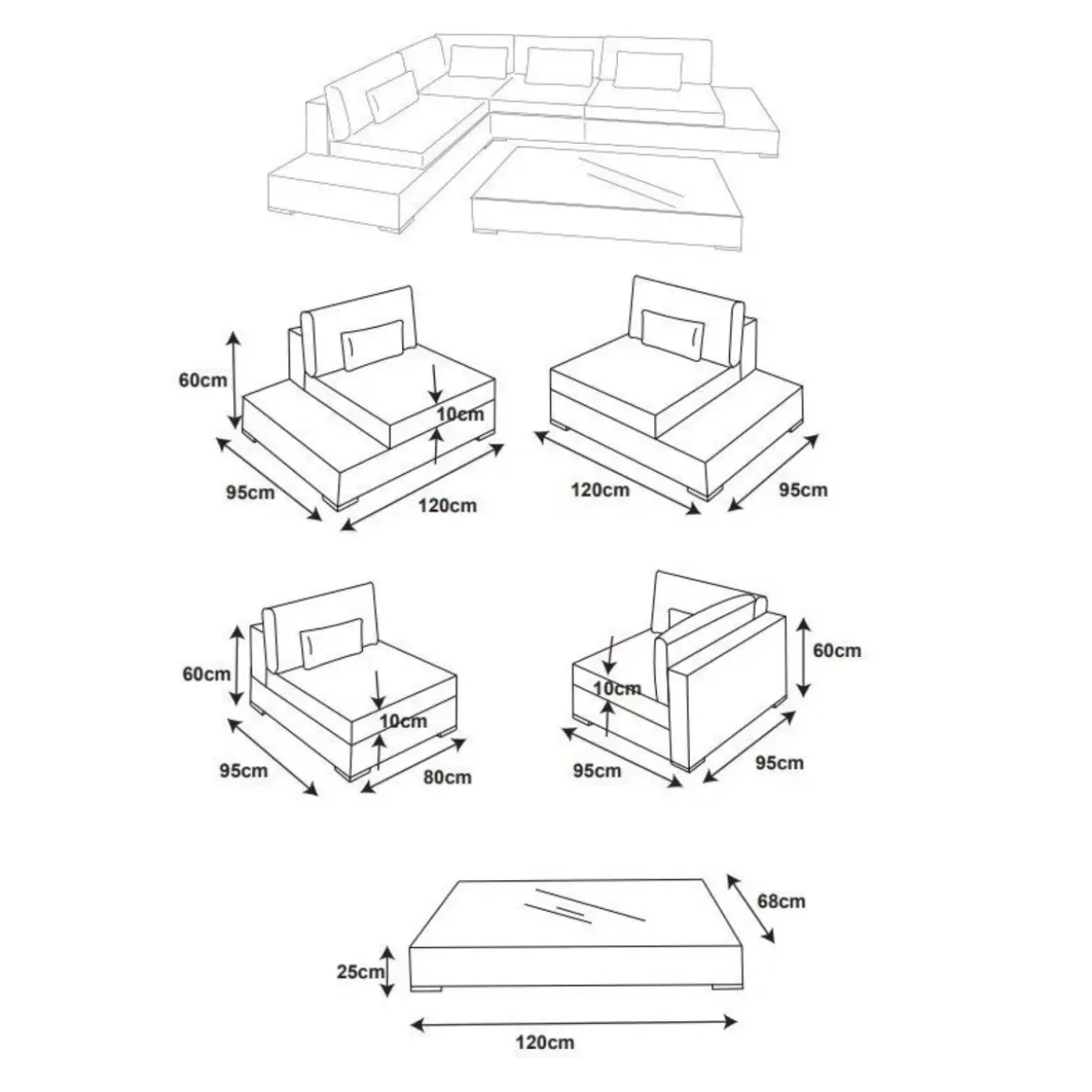 Salotto da giardino angolare in resina intrecciata 5 posti Palma Bianco e beige