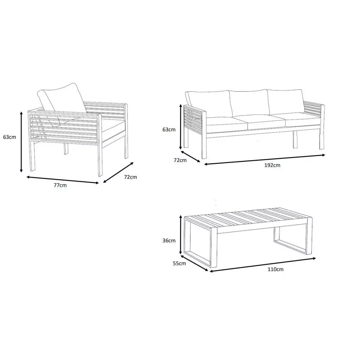 Salotto da giardino Bali Grigio antracite/Ardesia - 5 posti