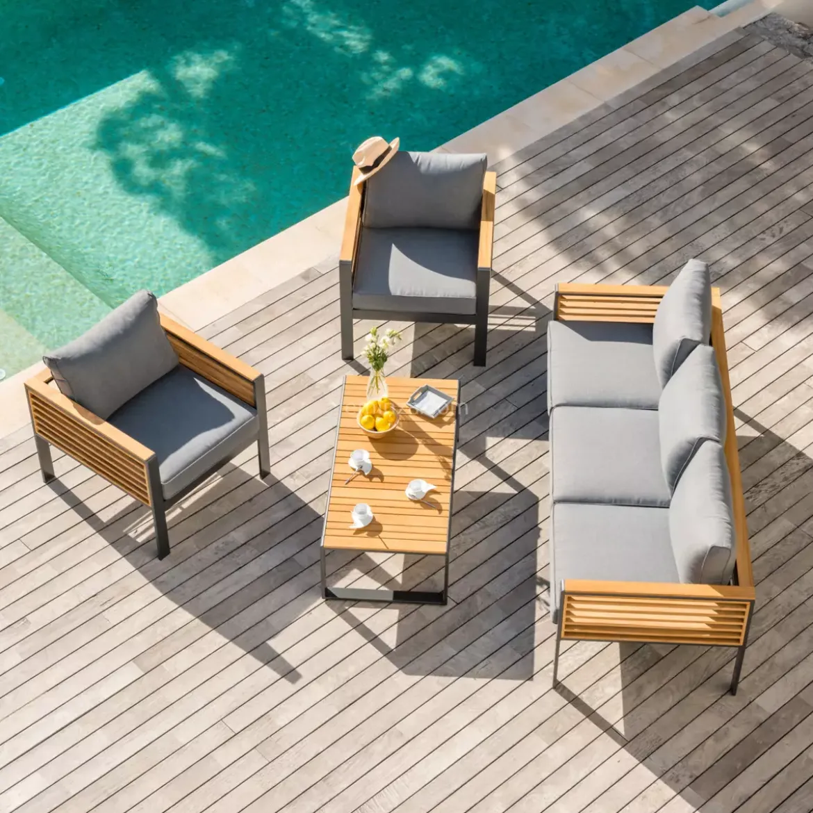 Salotto da giardino Bali Grigio antracite/Ardesia - 5 posti
