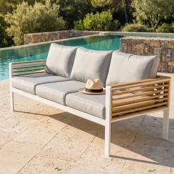 Salotto da giardino Bali Bianco/Grigio chiaro - 5 posti