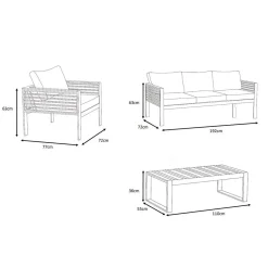 Salotto da giardino Bali Bianco/Grigio chiaro - 5 posti